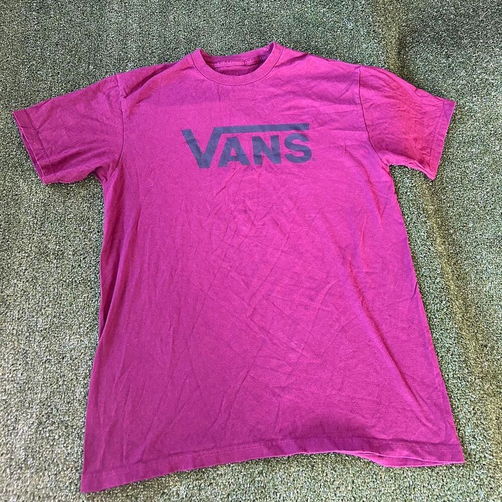 Vans Men's Pink and Burgundy T-shirt